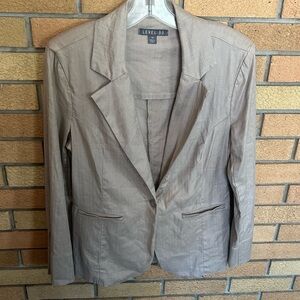 Level 99 Women's Tan Linen Blend Button Front Blazer Jacket Size Medium